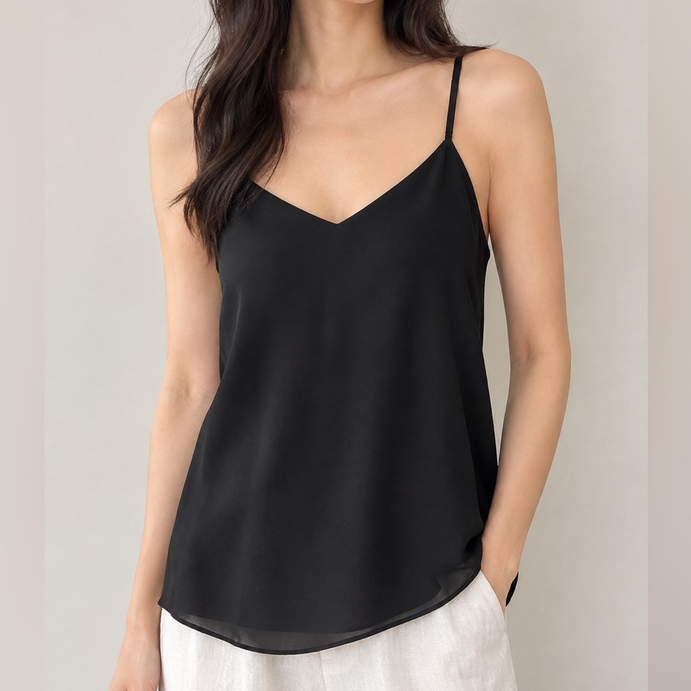 Babaton Black Silk-Blend Camisole with Adjustable Straps
